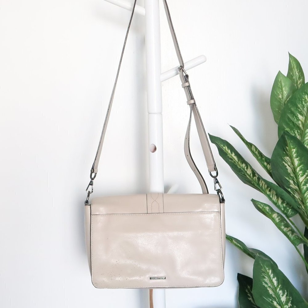 Rebecca Minkoff Beige Leather Boho Purse Shoulder Bag Crossbody Medium Size - Picture 5 of 12
